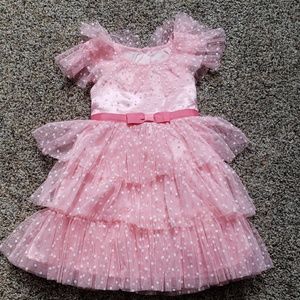 Matching Sister pea h Pink polkadot dresses